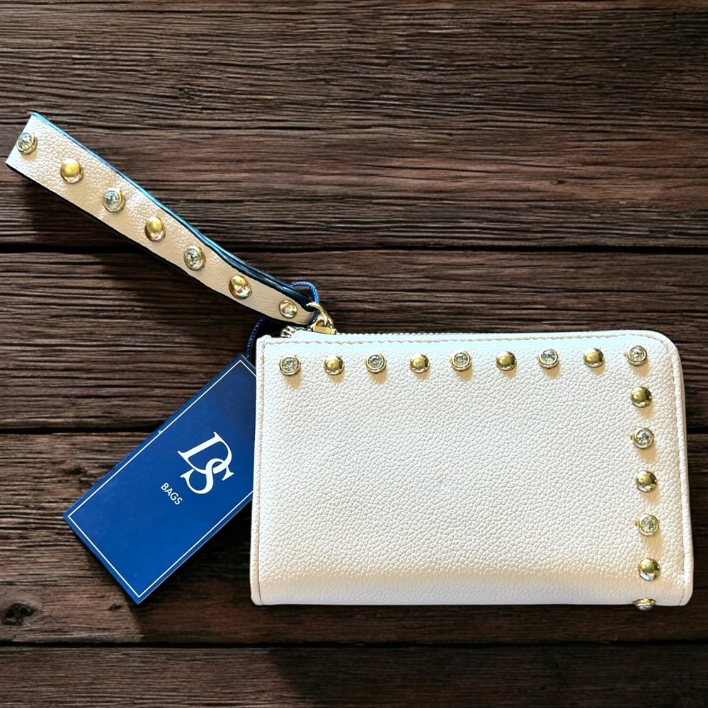 DS Bags NWT Cream Studded Women's Clutch/Wallet